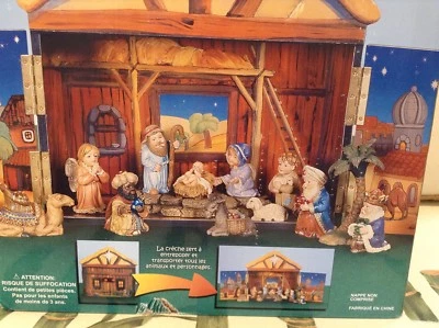 Belén Pequeño Creche Nuevo en Caja Juego de 14 Piezas Incluye Estuche de Almacenamiento Foto 1 de 4