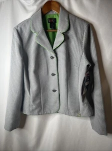 R&K Originals Women’s Blazer 16 Button Down Black Spearmint Washable 100439 READ - Picture 1 of 9