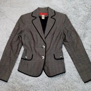 Chaqueta Anne Klein Mujer 8 Gris Mezcla Lana Blazer Bolsillos Traje Abrigo Abotonado - Imagen 1 de 10
