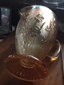 Vintage Glas Bernstein Krug ca. 8"" hoch (D) - Bild 1 von 6