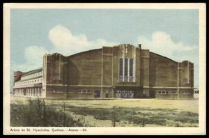 Tarjeta postal de hockey de colección Arena de St. Hyscinthe Quebec Canadá 1949 PECO en muy buena condición - Imagen 1 de 2