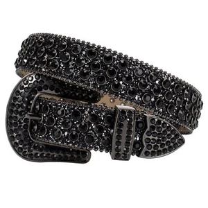 Rhinestone Belt for Men Women Western Leather Cowgirl Cowboy Y2K Belts - Picture 1 of 5