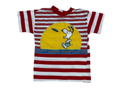 Camiseta vintage años 80 Snoopy By Buster marrón rojo y blanco a rayas talla 7 EE. UU. Foto 1 de 4
