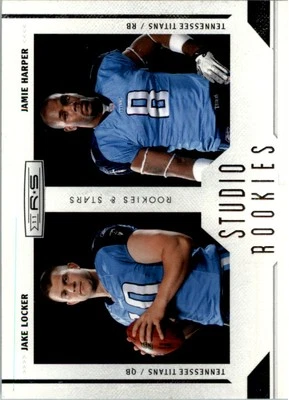 2011 Rookies and Stars Studio Rookies Combos #7 Jake Locker Jamie Harper FB - Image 1 of 2