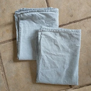 Ikea Bergpalm Standard Pillowcases Blue Gray Ticking Striped Cotton Coastal 2x - Picture 1 of 8
