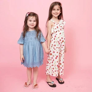 ZARA Girls Jumpsuit White With Fruit & Berries Apple Size 8 Wide Bottom - Picture 1 of 7