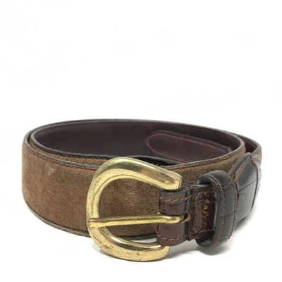 Cinturón de vestir Trafalgar para hombre talla 34 marrón gamuza genuino ribete de cocodrilo vintage EE. UU. Foto 1 de 4