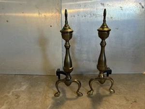 Brass Fireplace Andirons - Picture 1 of 4