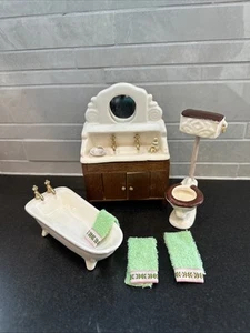 Antik Keramik Miniatur Puppenhaus Maßstab 1:12 Bad Set Badewanne Waschbecken Toilette - Bild 1 von 6