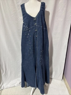 Vestido De Colección Ashley Stewart Denim Halter Acampanado Tachonado Talla 24W Y2k Bohemio Foto 1 de 4