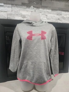 Girls Under Armour Youth XL Grey Pink Hoodie Coldgear - Picture 1 of 6