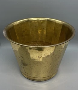 Vintage massives Messing Mid Century Übertopf Topf getäfelte Seiten Patina Urlaub 8,5"x7" - Bild 1 von 4