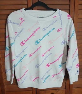 Girls Champion Youth XL White Pullover Sweatshirt Cursive Script - Picture 1 of 8