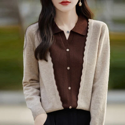 Women's Knitted Sweater Neck Cardigan Sweater Women's - Image 1 of 4