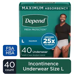 Fresh Protection Incontinence Underwear for Men, Adult Diapers, L, 40 Count - Picture 1 of 6