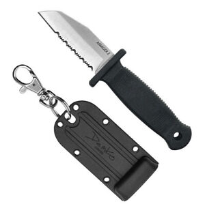Demko Knives Armiger 2 Shark Foot Knife 2.0" Satin Serrated Blade Black Handle