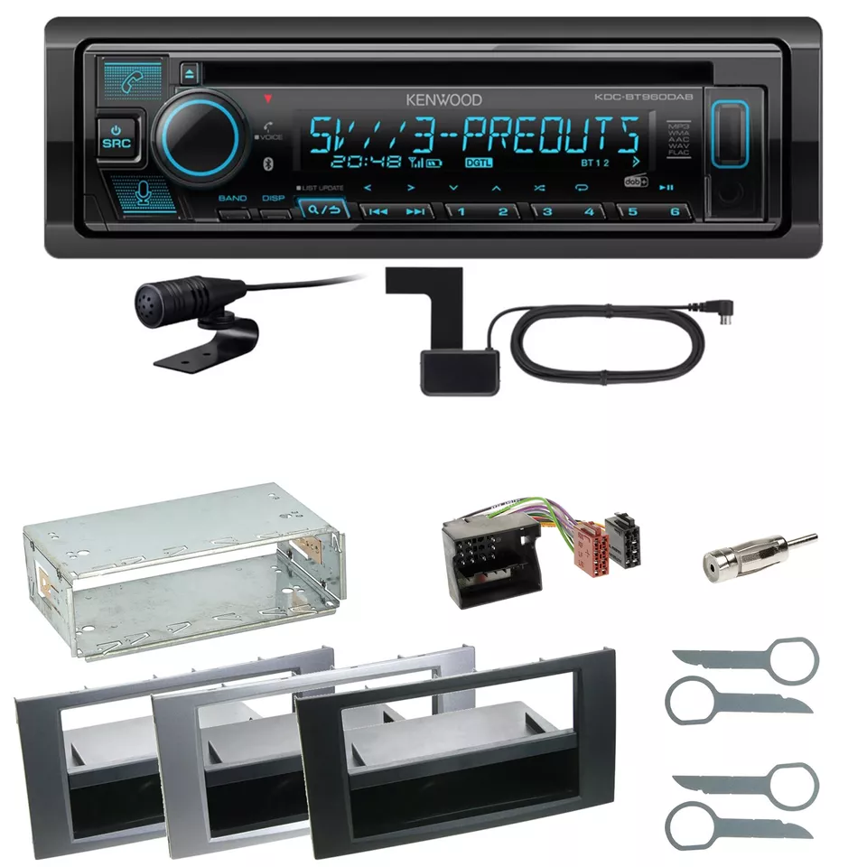 Kenwood KDC-BT960DAB Bluetooth DAB Einbauset für Ford Focus C-Max Fiesta Transit - Bild 1 von 1