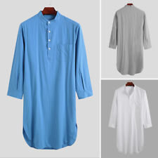 Men's Long Sleeve Cotton Soft Pajamas Bathrobe Nightshirt Nightwear Robe Dress