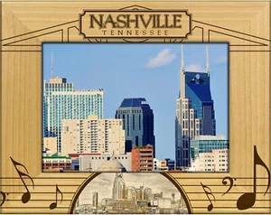 Nashville Tennessee Skyline Lasergravur Holz Bilderrahmen Landschaft (4 x 6) - Bild 1 von 2