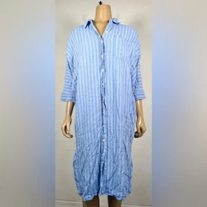 Universal Thread Target Women’s Size Medium Striped Linen Blend Shirt Dress - Picture 1 of 8