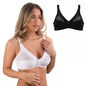 Reggiseno morbido Naturana Lingerie chiusura anteriore coppa intera non cablato nero/bianco - Foto 1 di 6