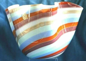 Vintage VENINI LABEL Murano Circus Aventurine Lattimo Handkerchief Glass Vase - Picture 1 of 7