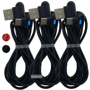 3 Pack 6Ft 90 Degree Right USB Type C Cable Fast Charger Heavy Duty Charge Cord - Picture 1 of 10