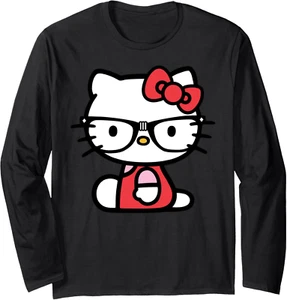 Hello Kitty Nerd Glasses Long Sleeve T-Shirt - Picture 1 of 12