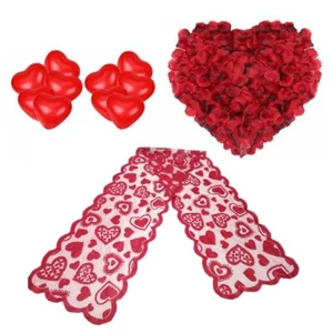 Valentines Day Decorations Kit 2000 Pcs Red Rose Petals 10 Pcs Heart Balloons I - Picture 1 of 8