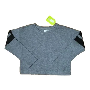 NWT Crazy8 Girls Long Sleeve Cropped T-Shirt XS (4) Gray with Black Stripes - Picture 1 of 3