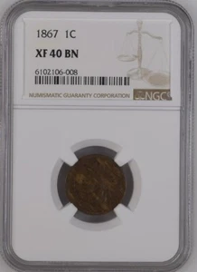 1867 NGC XF40BN Indian cent - Picture 1 of 2