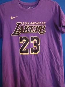 The Nike Tee PURPLE LA Lakers 23 Lebron James T-Shirt KIDS sz. L - Picture 1 of 4
