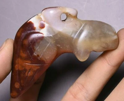 Amuleto Colgante 7CM Bueno Raro Chino Cultura Hongshan Antiguo Ágata Roja Perro Bestia Foto 1 de 4