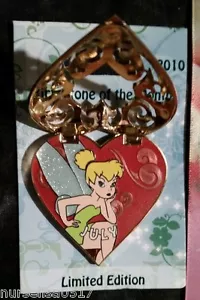 New Disney Tinkerbell Birthstone 2010 Pave Pin July LE 2500 Heart 3D Locket - Picture 1 of 6