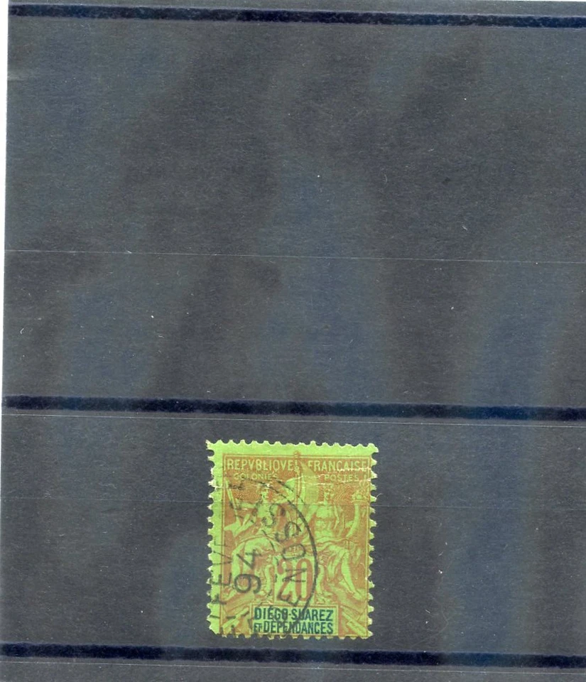 DIEGO-SUAREZ Sc 31(YT 31)F-VF USED 1892 20c BRICK/GREEN $36 - Image 1 of 1