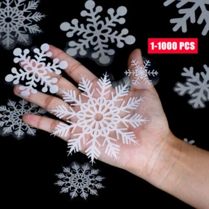 1-1000pcs Reusable Christmas Window Snowflake Stickers Clings Decal Decorations - Picture 1 of 13