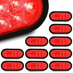 (10) 6" red Oval Trailer Truck Lights LED Sealed Stop Turn Tail Waterproof red$$ - Picture 1 of 2