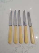 5 x  faux bone round handled blade knives butter dessert Elkington 16.7cm