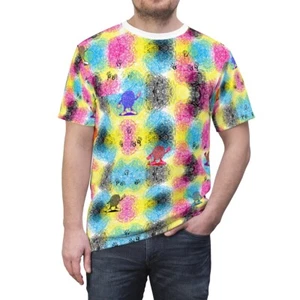Buntes T-Shirt mit Fingerabdruck ""All Over Print"" Unisex Schnitt & Nähen - Bild 1 von 13