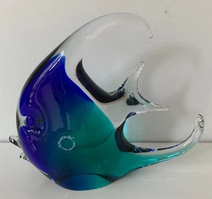 Medium V. Nason & C. Murano ITALY Blue Green Glass Angel Moon Fish - Picture 1 of 13