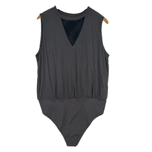 ASOS Curve Charcoal Gray Lace Insert Sleeveless Bodysuit Size 14 US / 18 UK NWT - Picture 1 of 14