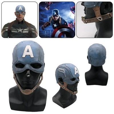 Maschera Cosplay Capitan America Avengers Endgame Maschera Supereroe Halloween Casco ❥ - Immagine 1 di 4
