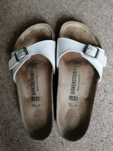 Birkenstock Sandals Madrid White Leather Briko Flor UK 5 EU 38 wide Fit unisex - Picture 1 of 12