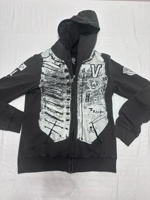 Volcom Shirt Black White Plaid Long Sleeve Fleece Snap Closure Lined - Small - Image 1 of 4