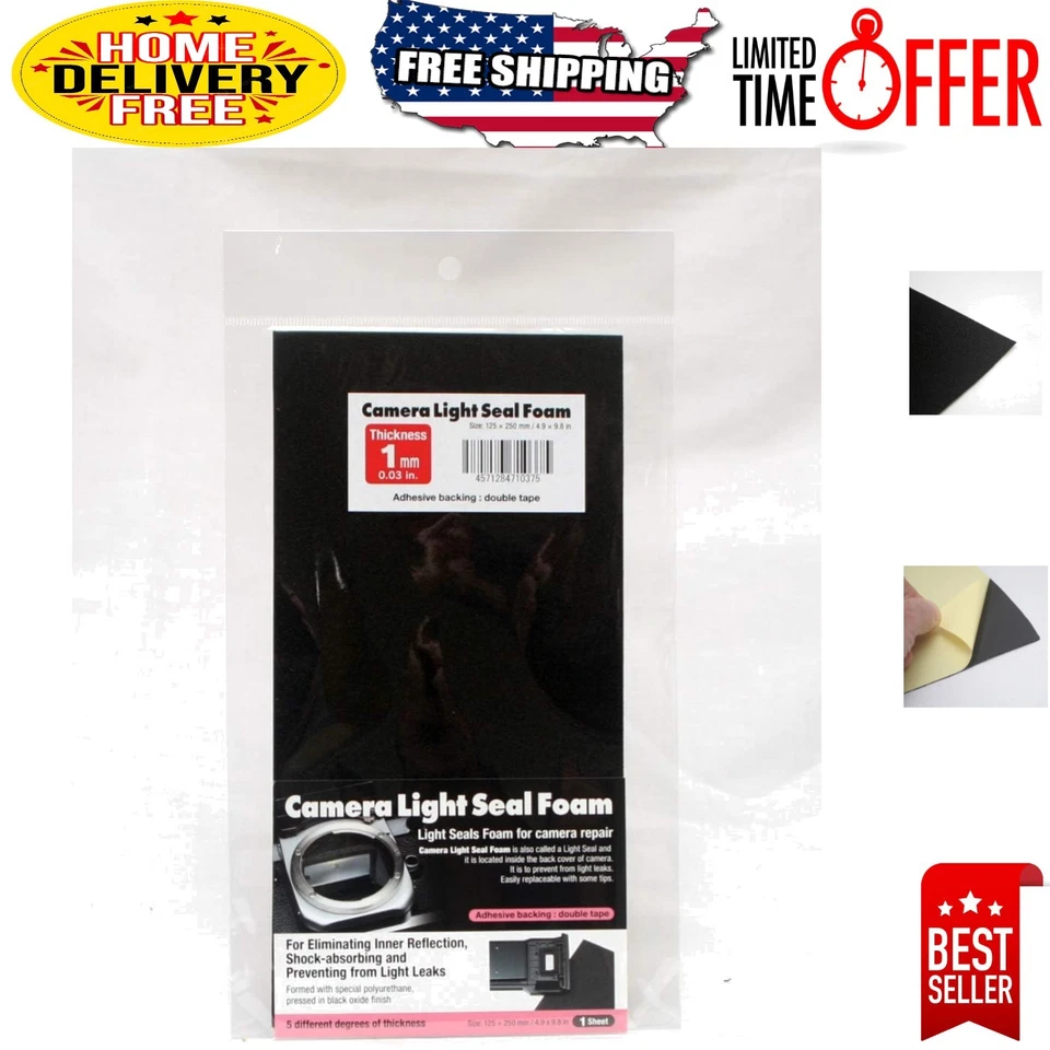 Espuma de sellado de luz para cámara 250x125x1,0 mm - Prevención perfecta de fugas de luz Foto 1 de 4