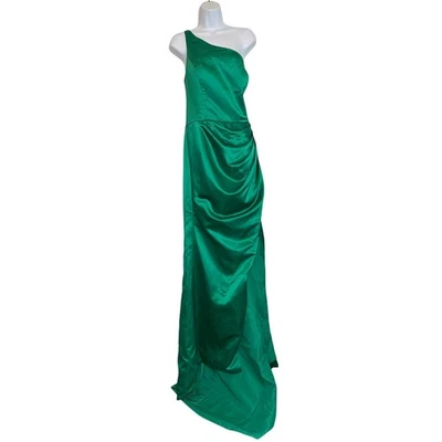 SHERRI HILL Emerald Green One Shoulder Dress Style 54921 SIZE 18 - Image 1 of 4
