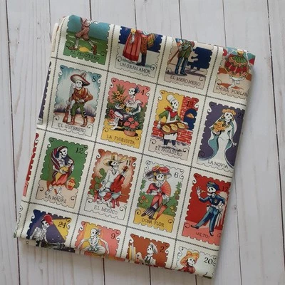 Alexander Henry "cartas marcadas" Cotton Fabric White Multi-Color 1 7/8 yards - Image 1 of 4