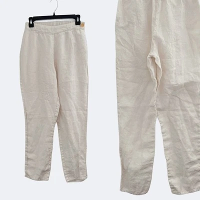 FLAX Linen Pants Size S P Beige Elastic Waist Pull On Casual Trousers - Image 1 of 4
