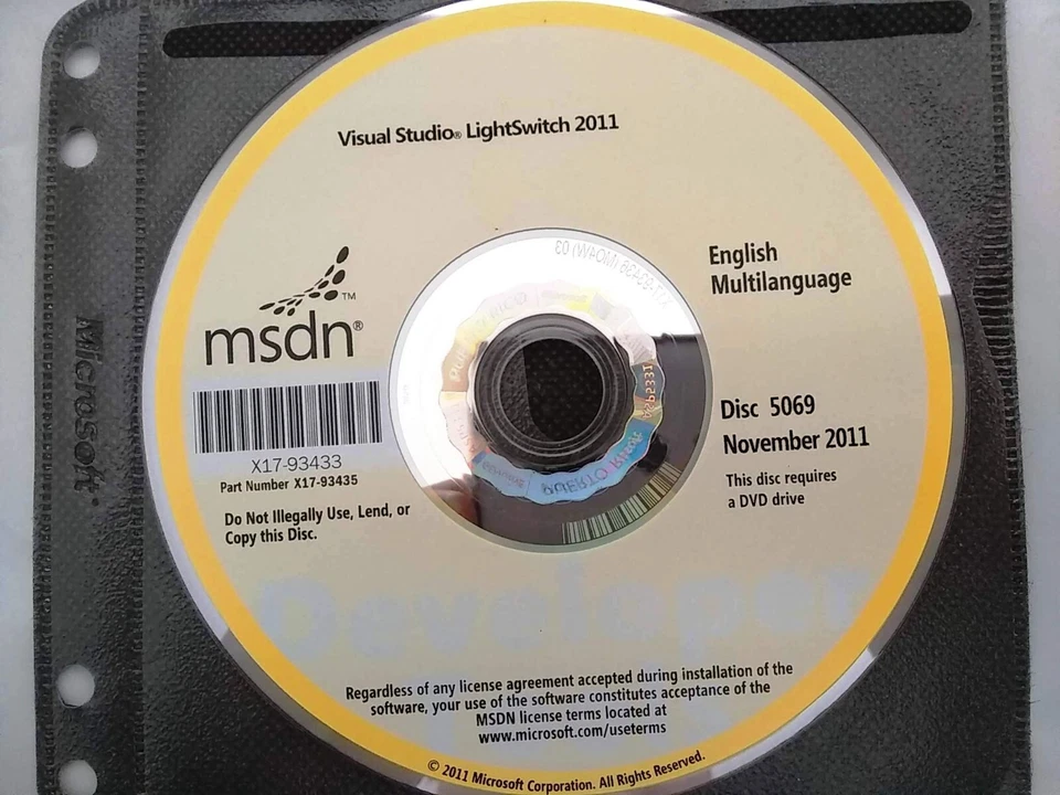 Microsoft Visual Studio LightSwtich 2011 Full version w/ License - Image 1 of 1