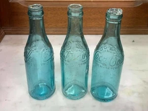 Set of 3 Antique Blue Coke Bottles - Picture 1 of 9